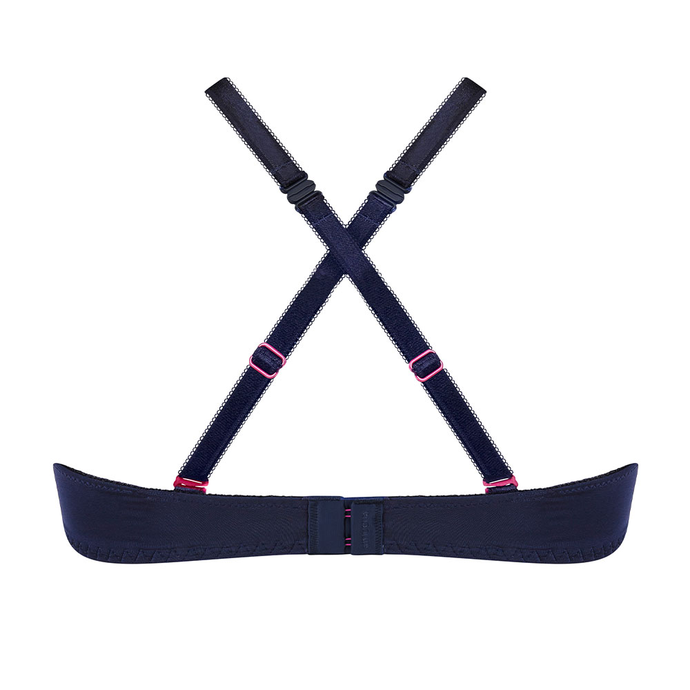 Amoena Prothesen-BH Delila SBP in Dunkelblau/Magenta Amoena Prothesen-BH Delila SBP in Dunkelblau/Magenta - Rückseite gekreuzte Träger