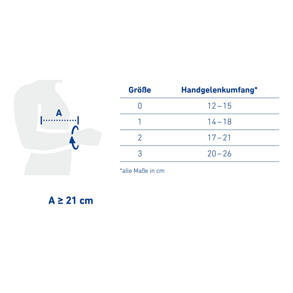 Bauerfeind Handgelenkorthese Manu Loc long - Maßtabelle