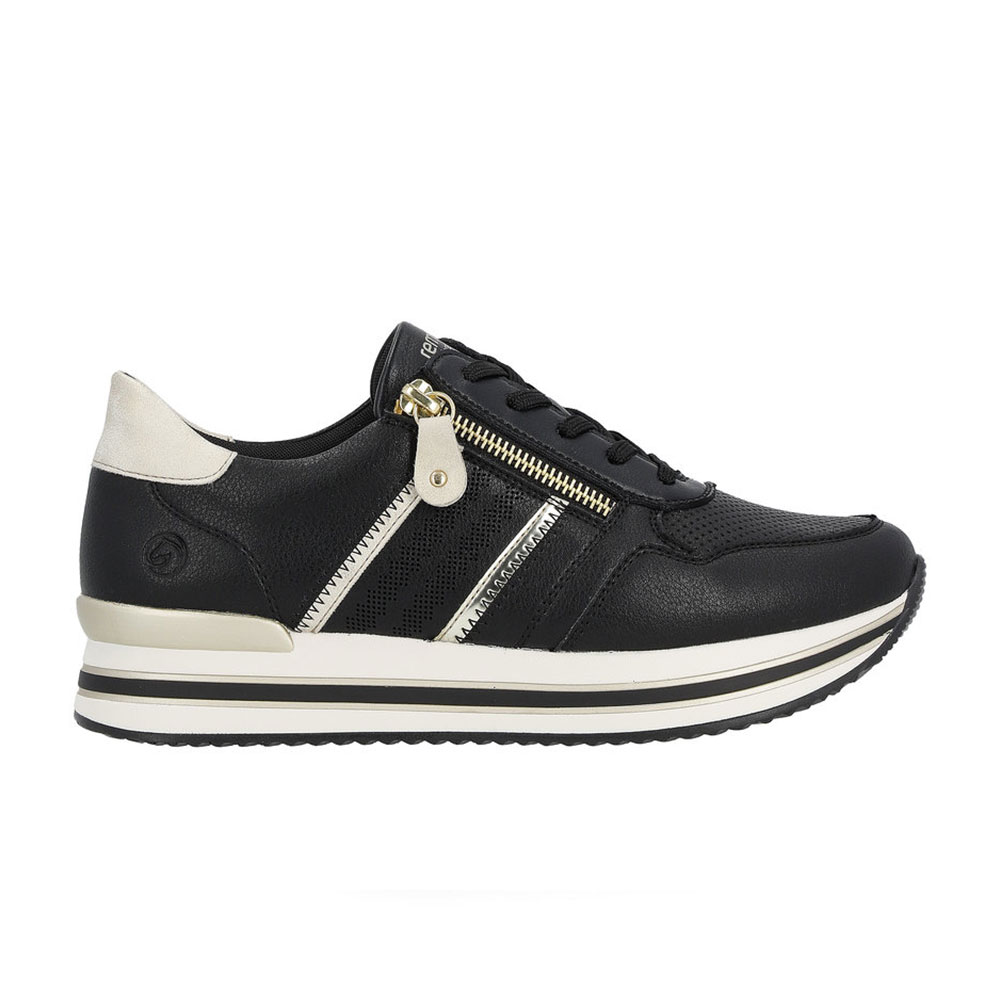 Remonte Damen Sneaker schwarz gold aussenseite