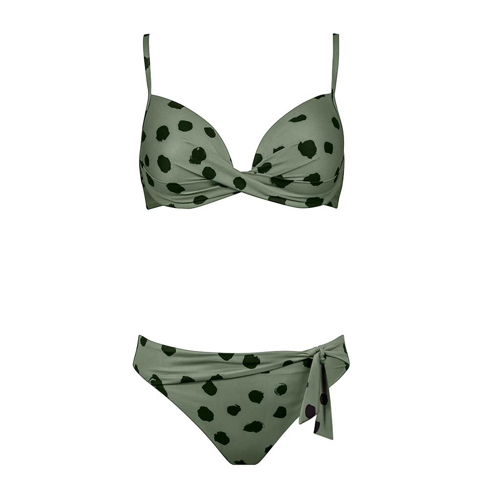 Maryan Mehlhorn Credo Bügel-Bikini agave-grün mit schwarzen Tupfen