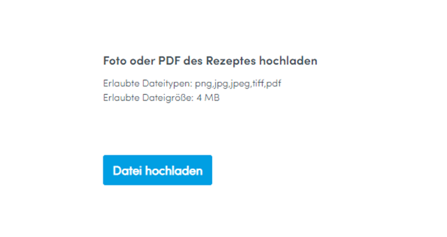 Foto oder PDF hochladen Laden Sie ein Foto oder eine PDF Ihres Kassenrezepts bei der Bestellung hoch