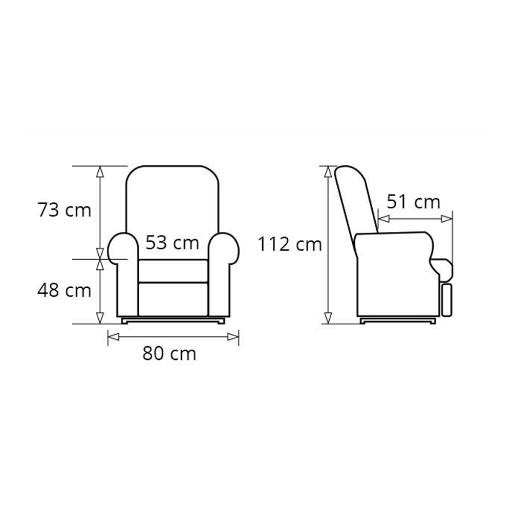 GOLDEN Komfort Premium Sessel, Produktmaße
