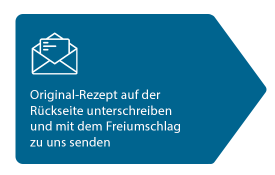 Rezeptbestellung Schritt 3 Original-Rezept auf der Rückseite unterschreiben und mit dem Freiumschlag zu uns senden