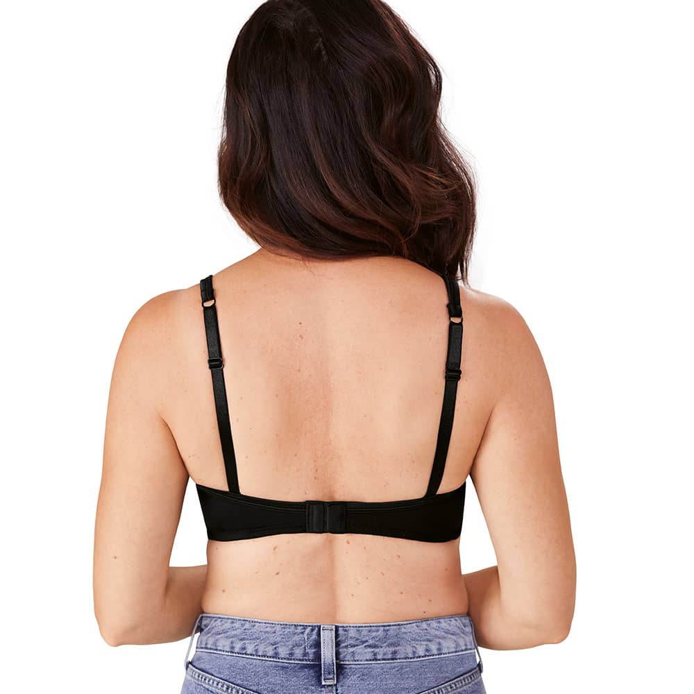 Amoena Prothesen-BH Lara Satin SBP in Schwarz - Model Rückseite Amoena Prothesen-BH Lara Satin SBP in Schwarz - Model Rückseite