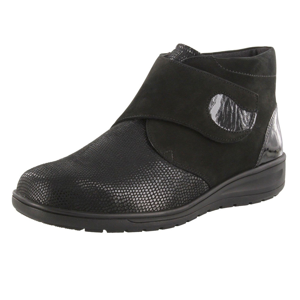 schwarz| Solidus Stiefelette Kate Flex mit Stretchmaterial und Nubukleder