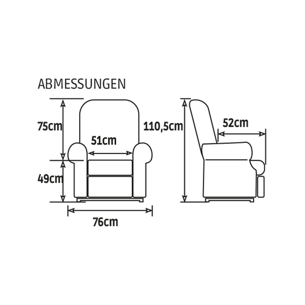 GOLDEN Moderner Komfort Sessel 2 Motoren, Maße