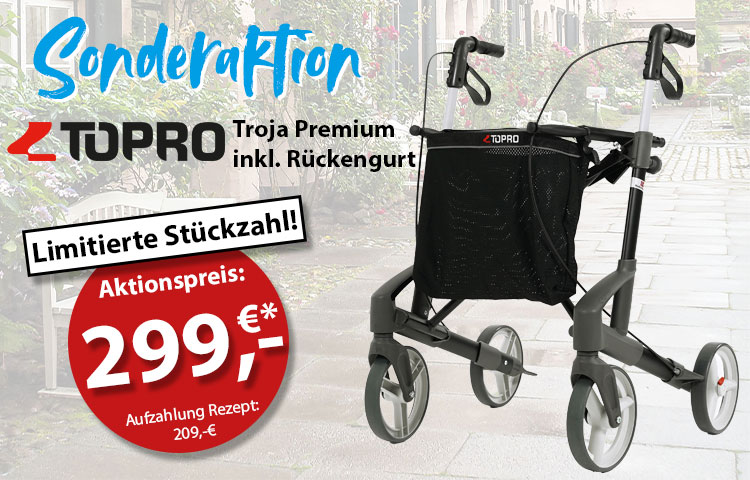 Sonderaktion: Topro Rollator inkl. Rückengurt zum Aktionspreis. Nur solange der Vorrat reicht.