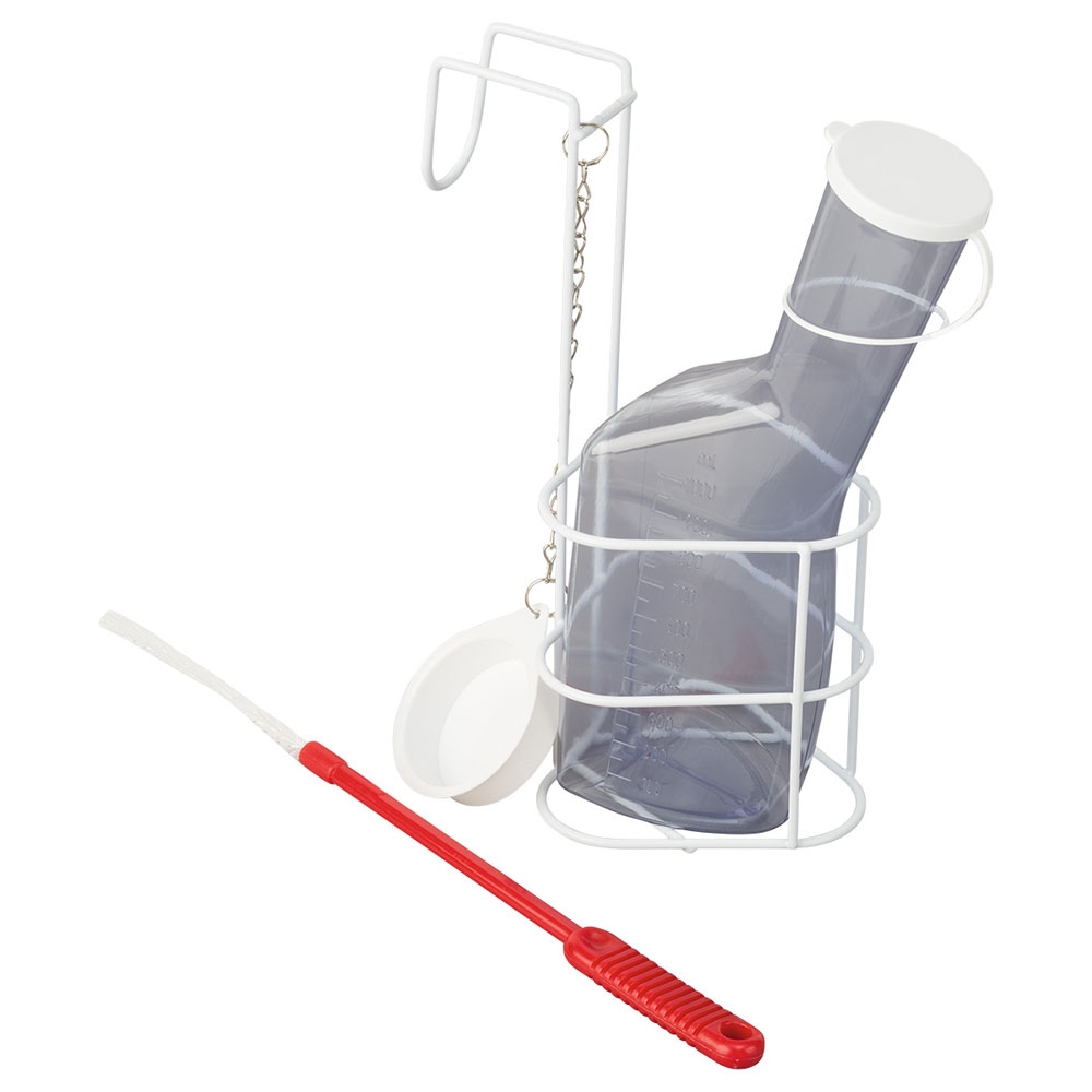 Praktisches Urinflaschenset für Männer mit Betthalterung und Reinigungsbürste