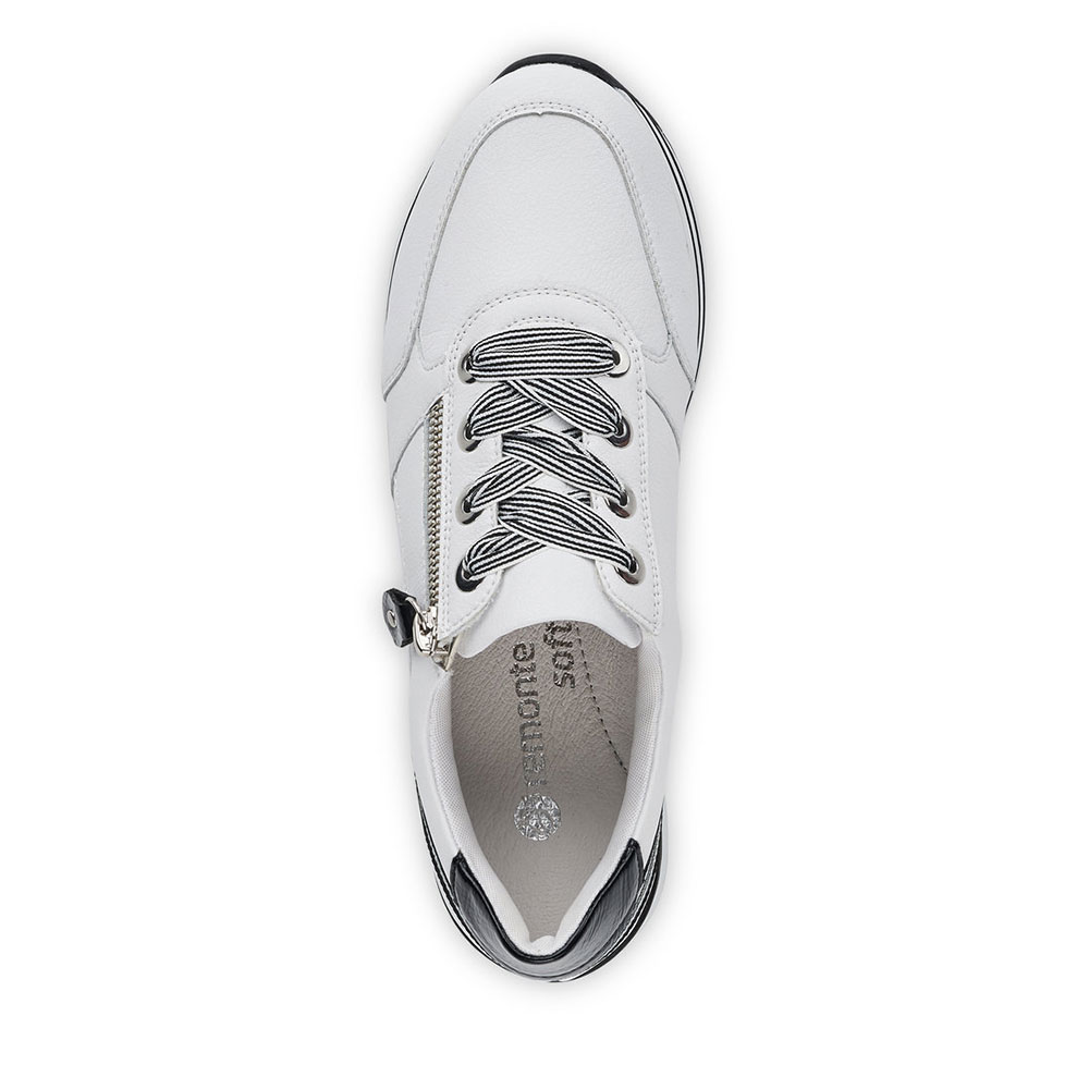 Remonte Damen Sneaker Edelweiss mit schwarzen Details von oben