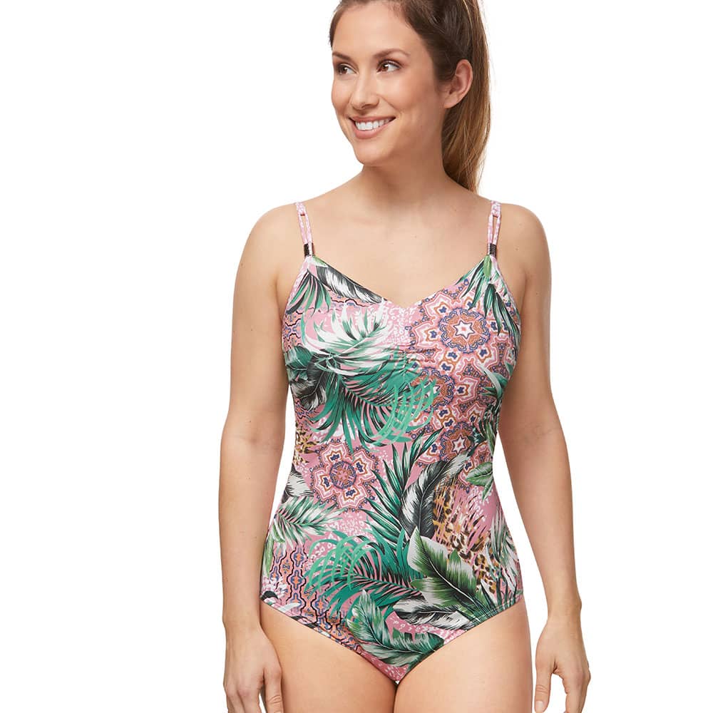 Amoena Badeanzug City Safari Jungle Rosé Model Ansicht vorne Amoena Badeanzug City Safari Jungle Rosé Model Ansicht vorne