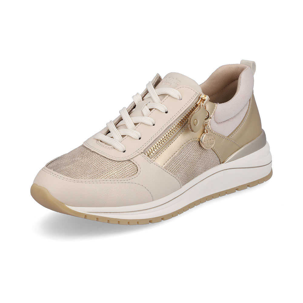 Remonte by Elle Sneaker in Beige/Metallic