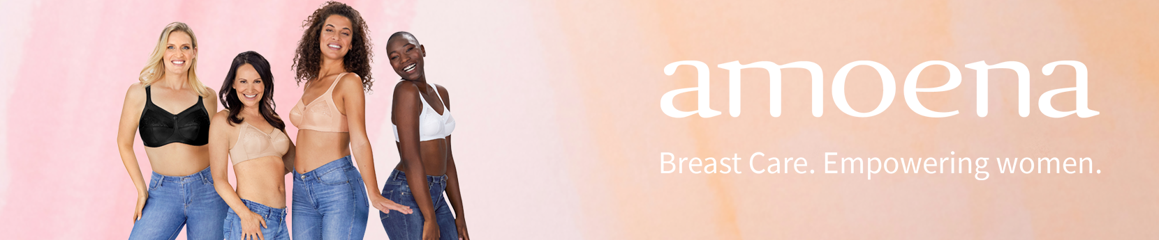 Bildercollage Amoena Model mit Prothesen-Wäsche