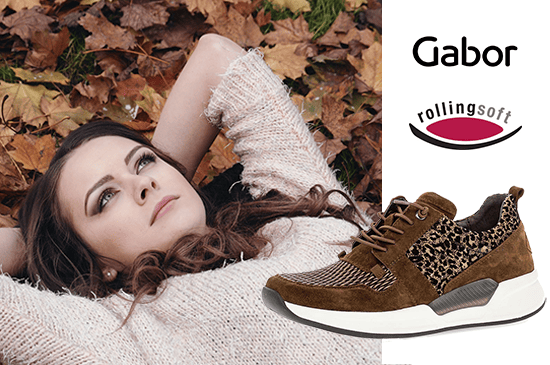Frau mit Herbstlaub Gabor rollingsoft Sneaker HW2022